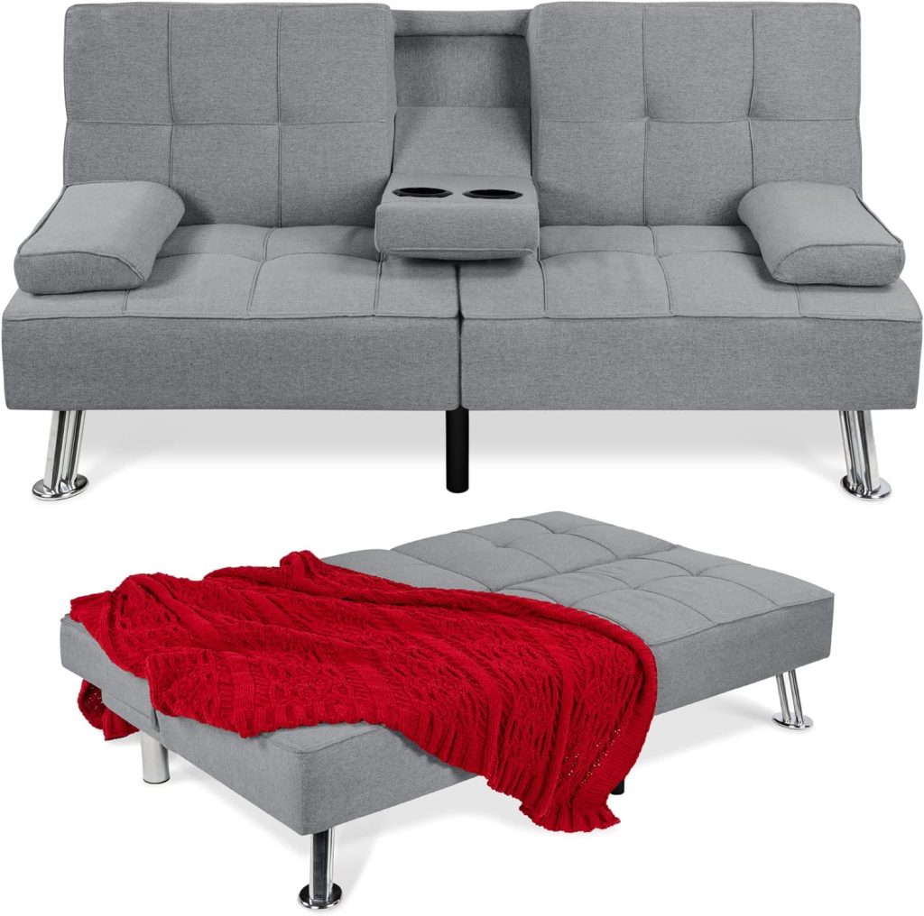 a grey couch with a red blanket,Dorm Room Decorating Ideas